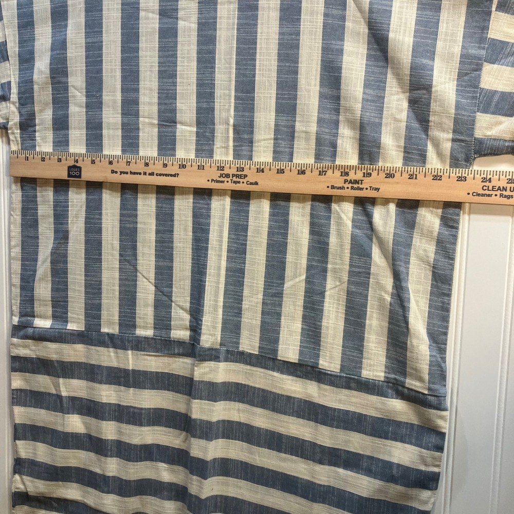 100% Cotton Blue/ White short-sleeved, striped, block-patterned shift dress Sz L - Picture 7 of 8